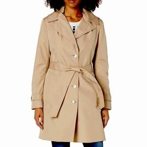 XL Calvin Klein single breasted rain coat lined with removable hood